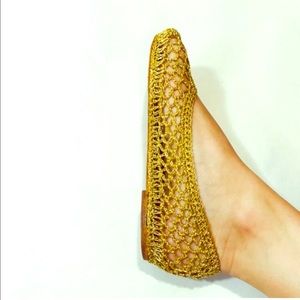 *Rare* Vintage 70s Metallic Gold Wedding Slippers